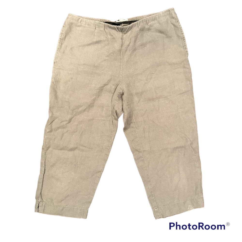 j jill love linen crops natural tan beige pants size small pull on